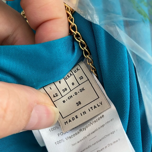 Emilio Pucci Chain Embellished Cutout Open Back - Turquoise Evening Dress Gown - Picture 7 of 10